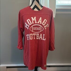 HOMAGE Red “Football Squad” 1/2 Length Sleeve Tee